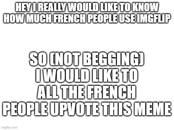 im really serious | HEY I REALLY WOULD LIKE TO KNOW HOW MUCH FRENCH PEOPLE USE IMGFLIP; SO (NOT BEGGING) I WOULD LIKE TO ALL THE FRENCH PEOPLE UPVOTE THIS MEME | image tagged in french,upvote | made w/ Imgflip meme maker