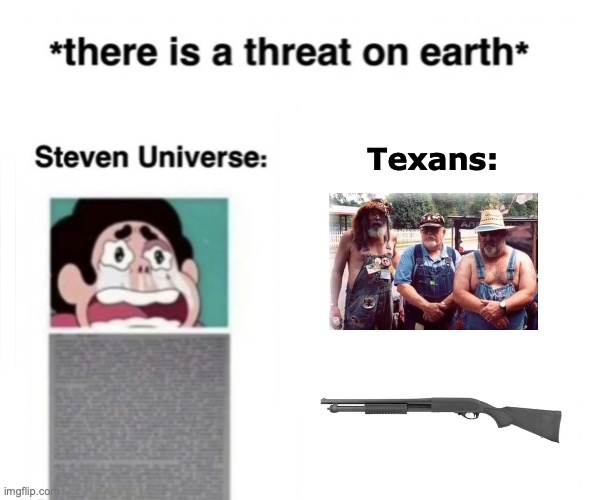 this is my new favorite template | Texans: | image tagged in there is a threat on earth,texas,guns,2nd amendment,republicans,redneck | made w/ Imgflip meme maker