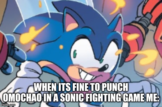 WHEN ITS FINE TO PUNCH OMOCHAO IN A SONIC FIGHTING GAME ME: | made w/ Imgflip meme maker