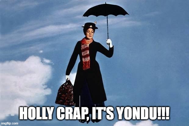 Mary Yondu | HOLLY CRAP, IT'S YONDU!!! | image tagged in mary poppins flies | made w/ Imgflip meme maker