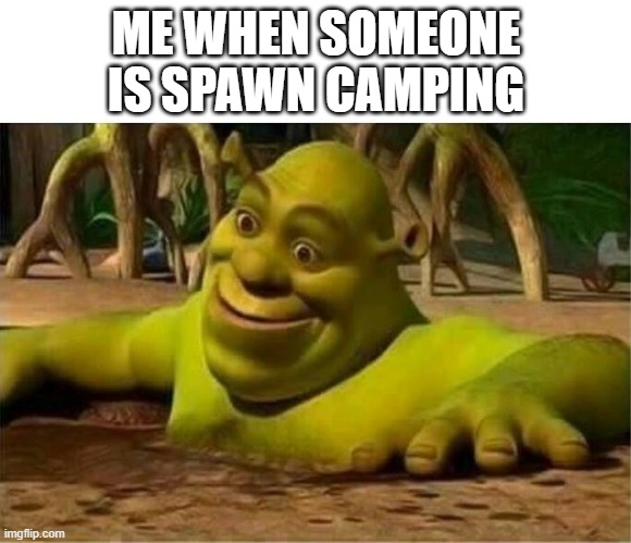 shrek | ME WHEN SOMEONE IS SPAWN CAMPING | image tagged in shrek | made w/ Imgflip meme maker