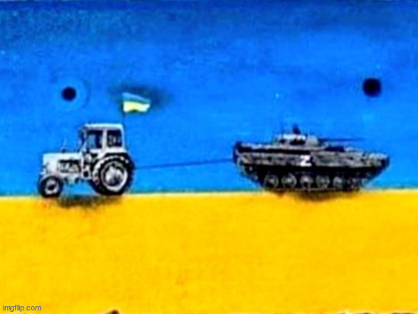 Ukraine tractor and tank | image tagged in ukraine tractor and tank | made w/ Imgflip meme maker