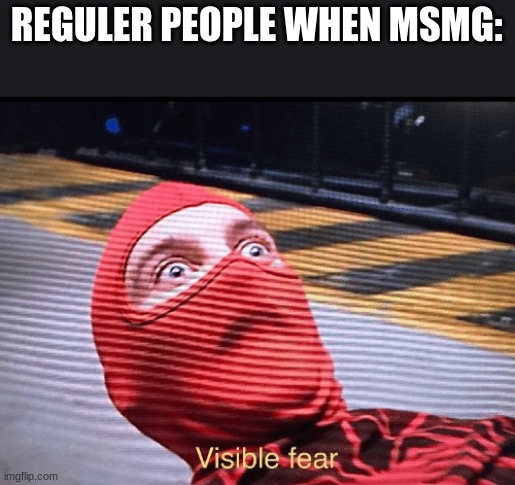 Tobey Maguire Spider-Man visible fear | REGULER PEOPLE WHEN MSMG: | image tagged in tobey maguire spider-man visible fear | made w/ Imgflip meme maker