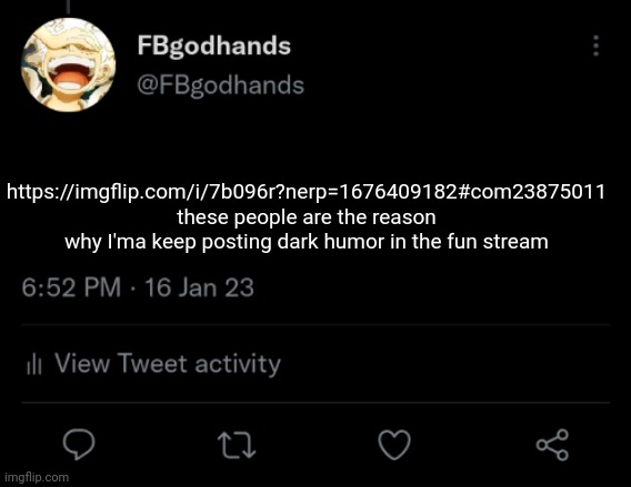 . | https://imgflip.com/i/7b096r?nerp=1676409182#com23875011 these people are the reason why I'ma keep posting dark humor in the fun stream | image tagged in pie charts | made w/ Imgflip meme maker