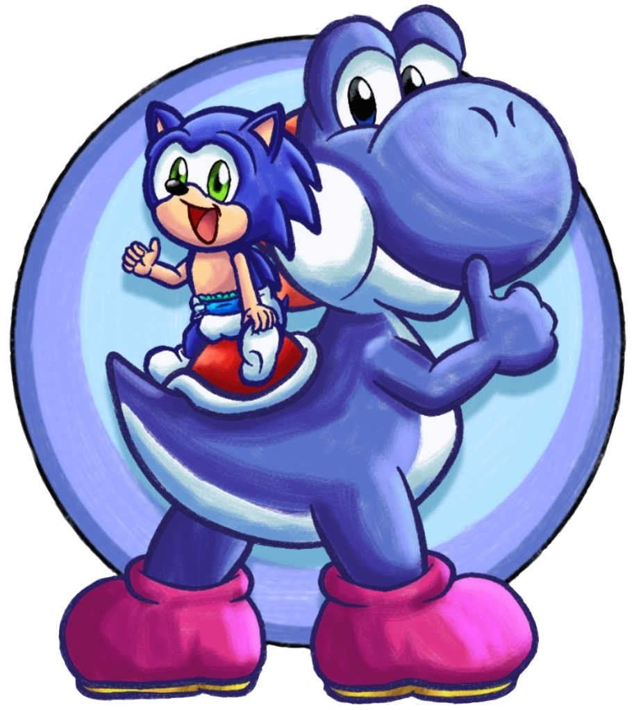 Blue Yoshi & baby Sonic Blank Meme Template