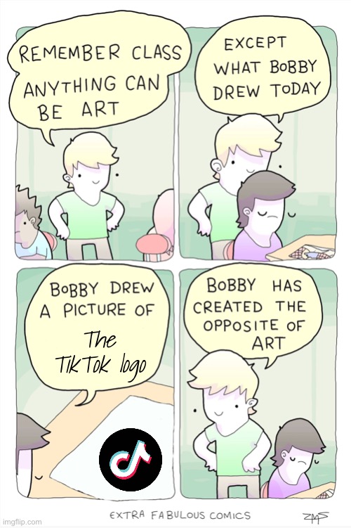 Bobby has created the opposite of art | The TikTok logo | image tagged in bobby has created the opposite of art | made w/ Imgflip meme maker