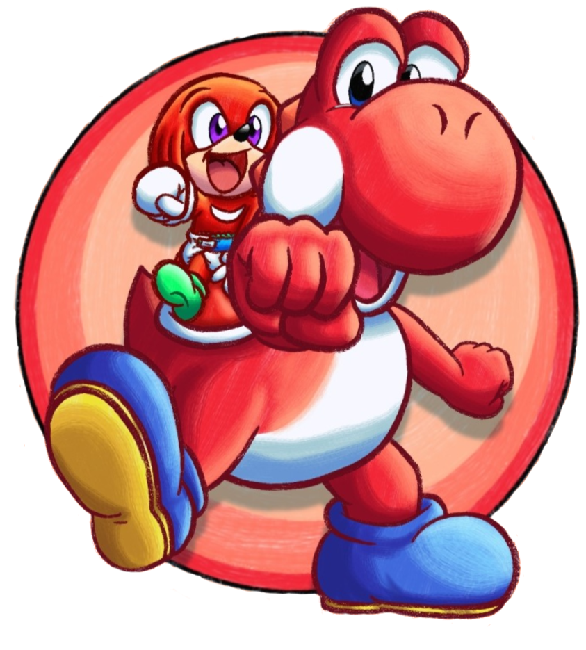 High Quality Red Yoshi & baby Knuckles Blank Meme Template