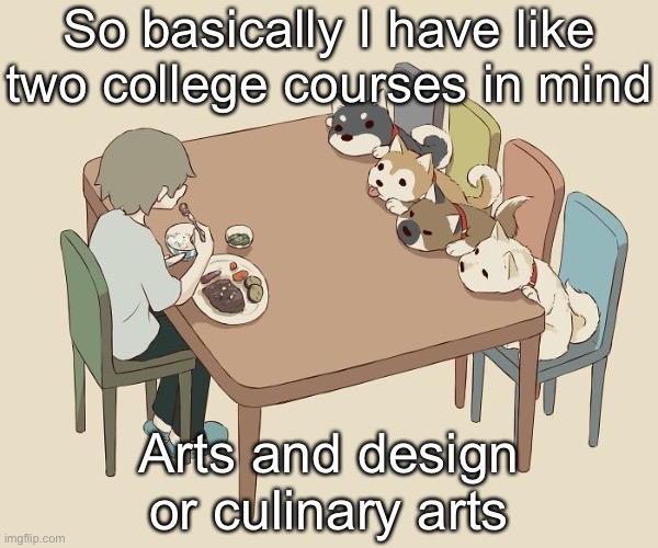 Avogado6 | So basically I have like two college courses in mind; Arts and design or culinary arts | image tagged in avogado6 | made w/ Imgflip meme maker