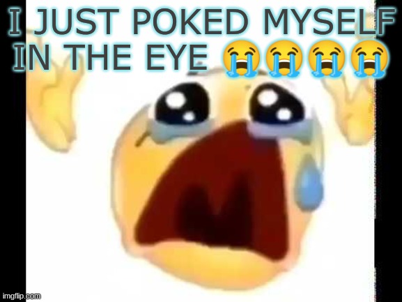 cursed crying emoji | I JUST POKED MYSELF IN THE EYE 😭😭😭😭 | image tagged in cursed crying emoji | made w/ Imgflip meme maker