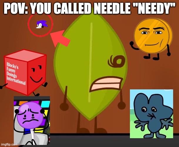 funny | POV: YOU CALLED NEEDLE "NEEDY" | image tagged in bfdi wat face | made w/ Imgflip meme maker