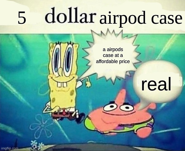 5 dollar foot long | 5 airpod case a airpods case at a affordable price real | image tagged in 5 dollar foot long | made w/ Imgflip meme maker