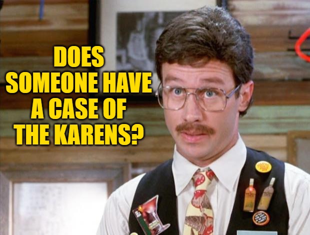 Office Space Mike Judge | DOES SOMEONE HAVE A CASE OF THE KARENS? | image tagged in office space mike judge | made w/ Imgflip meme maker