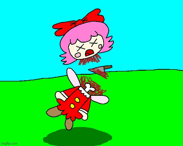 Ribbon is decapitated once again | image tagged in kirby,artwork,gore,blood,funny,cute | made w/ Imgflip meme maker