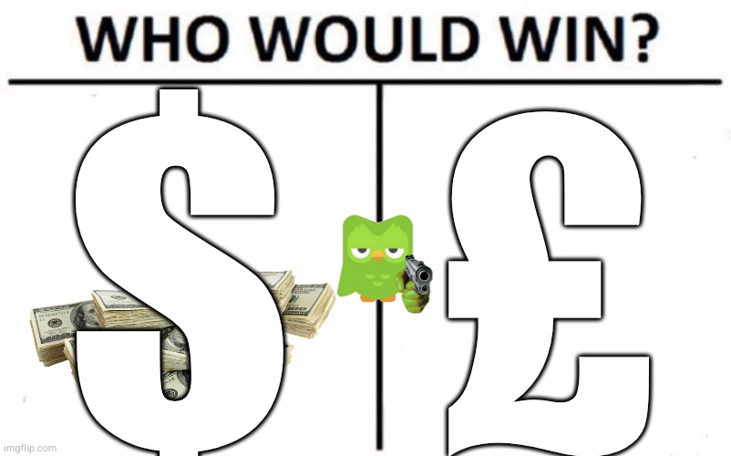 Who Would Win? Meme | $ £ | image tagged in memes,who would win | made w/ Imgflip meme maker