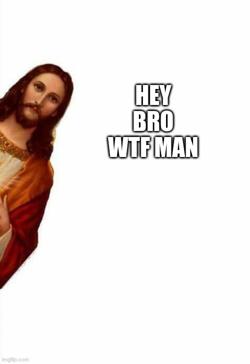 jesus watcha doin | HEY BRO WTF MAN | image tagged in jesus watcha doin | made w/ Imgflip meme maker