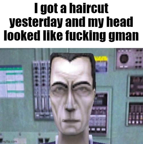 the stylist reduced the amount of polygons I used to have | I got a haircut yesterday and my head looked like fucking gman | made w/ Imgflip meme maker