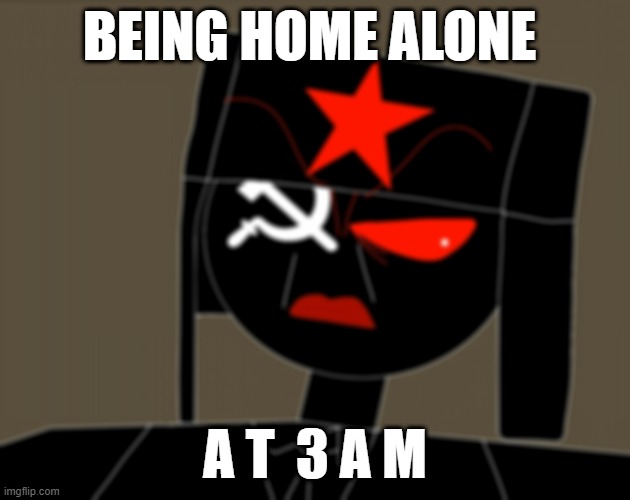 When you alone in home at night | BEING HOME ALONE; A T  3 A M | image tagged in when you alone in home at night,countryhumans | made w/ Imgflip meme maker