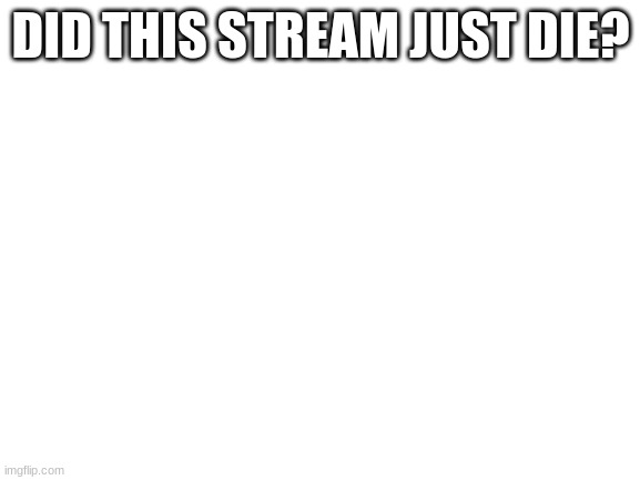 Blank White Template | DID THIS STREAM JUST DIE? | image tagged in blank white template | made w/ Imgflip meme maker