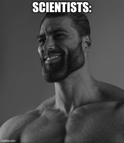 Giga Chad | SCIENTISTS: | image tagged in giga chad | made w/ Imgflip meme maker