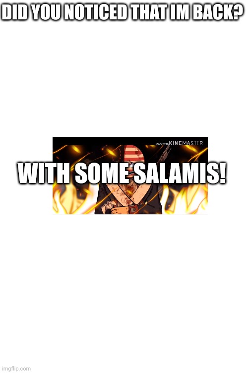 DID YOU NOTICED THAT IM BACK? WITH SOME SALAMIS! | made w/ Imgflip meme maker