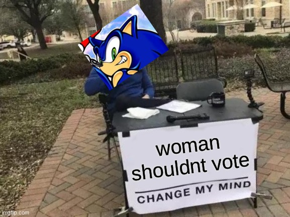 Change My Mind | woman shouldnt vote | image tagged in memes,change my mind | made w/ Imgflip meme maker