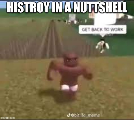 histroy in a nutshell. | HISTORY IN A NUTTSHELL | image tagged in disobaying man | made w/ Imgflip meme maker