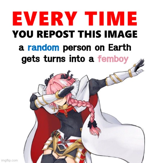 Make people suffer | image tagged in astolfo | made w/ Imgflip meme maker