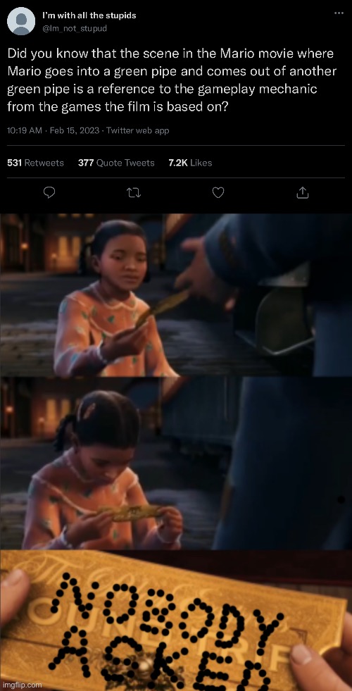 Name | image tagged in polar expressed nobody asked,mario movie,mario,twitter,did you know that | made w/ Imgflip meme maker