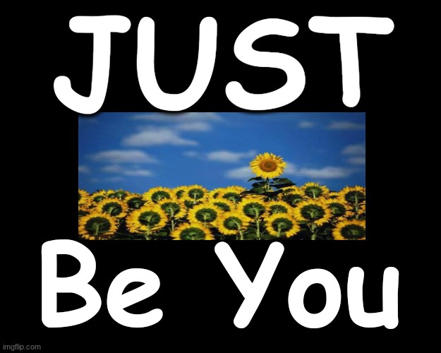 JUST BE YOU | JUST; Be You | image tagged in sunflower,be yourself | made w/ Imgflip meme maker