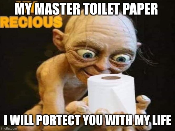 MY MASTER TOILET PAPER; I WILL PROTECT YOU WITH MY LIFE | image tagged in funny memes | made w/ Imgflip meme maker