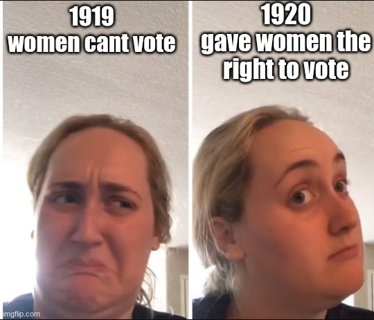 Kombucha Girl | 1920
gave women the right to vote; 1919 
women cant vote | image tagged in kombucha girl | made w/ Imgflip meme maker