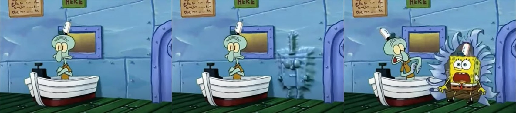 SpongeBob through the wall Blank Meme Template