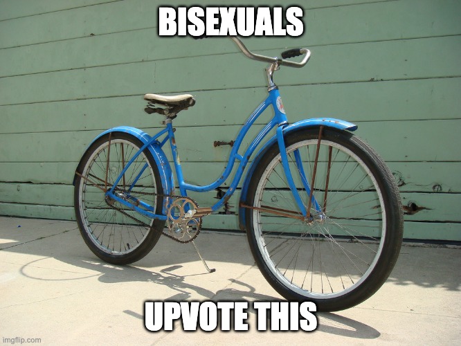 Bicycle | BISEXUALS; UPVOTE THIS | image tagged in bicycle | made w/ Imgflip meme maker
