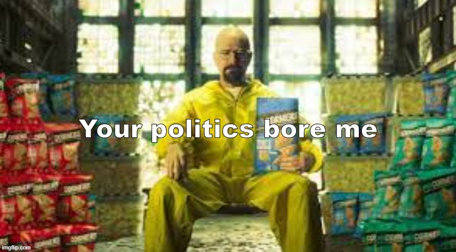 Your Politics bore me (Walter Version) | image tagged in your politics bore me walter version | made w/ Imgflip meme maker
