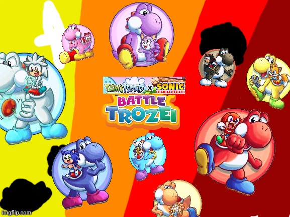 High Quality Yoshi's Island × baby Sonic the Hedgehog Battle Trozei Blank Meme Template