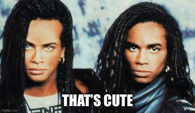 Milli Vanilli | THAT’S CUTE | image tagged in milli vanilli | made w/ Imgflip meme maker