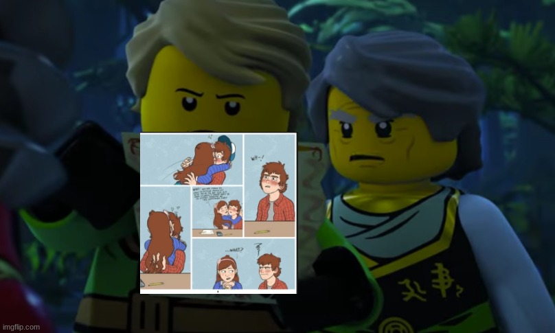 Lloyd and garmadon looking at paper | image tagged in lloyd and garmadon looking at paper | made w/ Imgflip meme maker