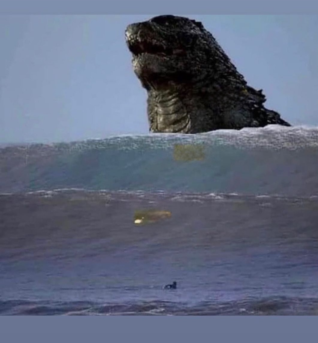 High Quality Godzilla waves Blank Meme Template