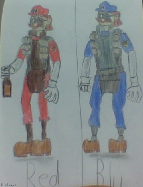 TF2 Concepts for the Collab (Note: The M on [CD]'s hat represents Mann Co) | image tagged in tf2,drawing | made w/ Imgflip meme maker