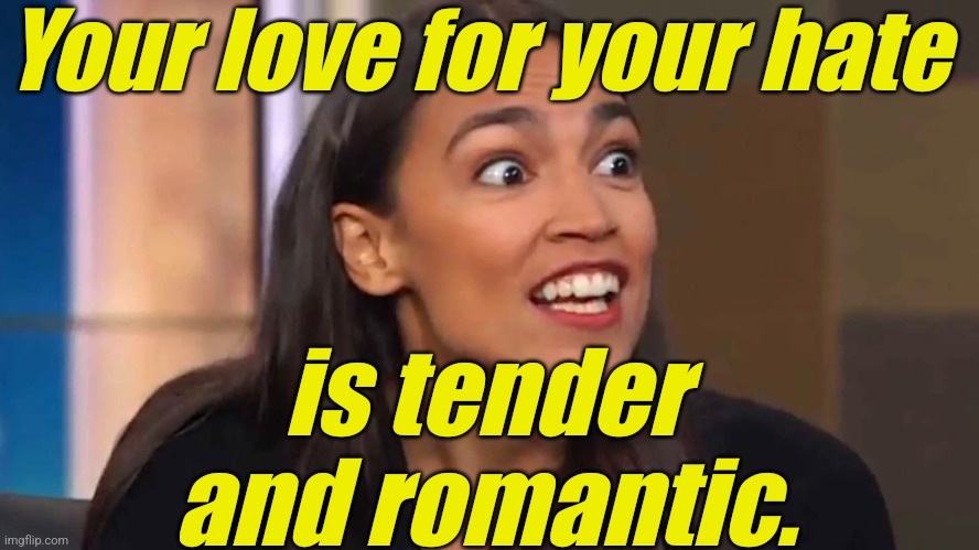 aoc Can you believe it ? | Your love for your hate is tender and romantic. | image tagged in aoc can you believe it | made w/ Imgflip meme maker