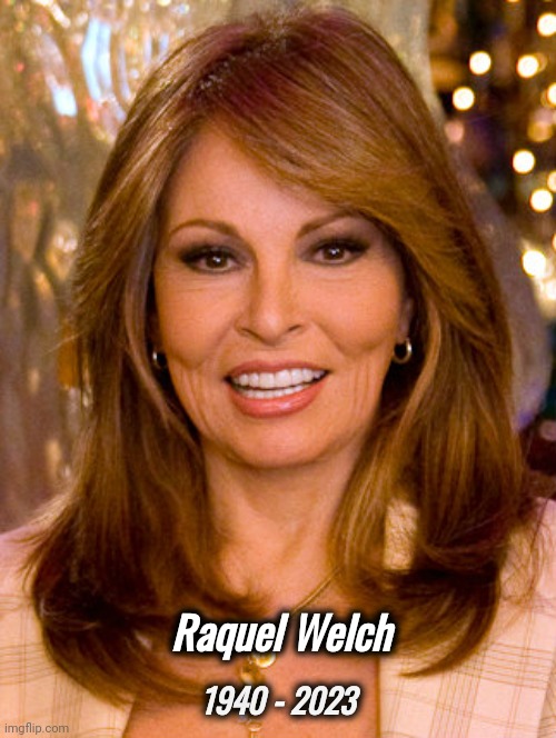 Beautiful Legend has passed | 1940 - 2023; Raquel Welch | image tagged in rest in peace,actress,legend,beautiful | made w/ Imgflip meme maker
