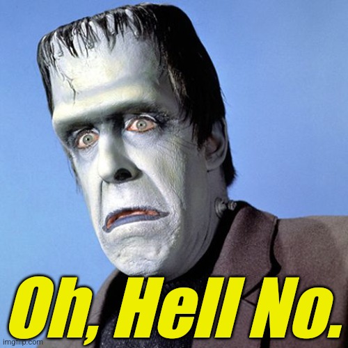 Herman Munster | Oh, Hell No. | image tagged in herman munster | made w/ Imgflip meme maker