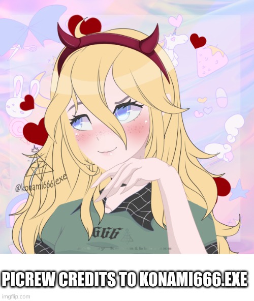 star glowup ig? | PICREW CREDITS TO KONAMI666.EXE | image tagged in blank white template,svtfoe | made w/ Imgflip meme maker