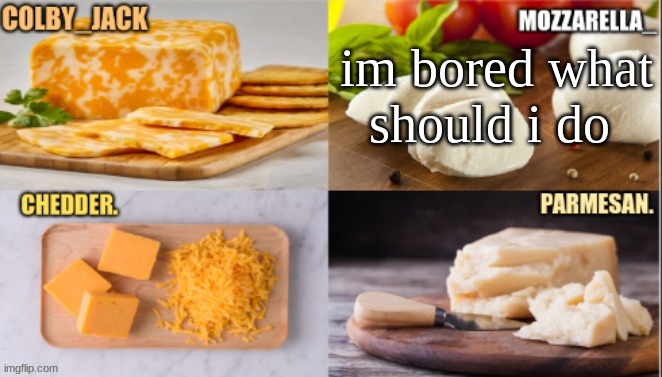 idk | im bored what should i do | image tagged in cheese | made w/ Imgflip meme maker