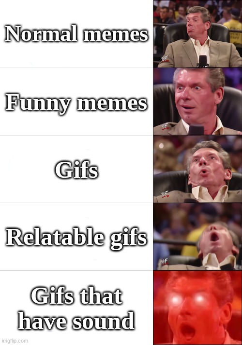 I'm sorry, but this is no relatable meme | Normal memes; Funny memes; Gifs; Relatable gifs; Gifs that have sound | image tagged in vince mcmahon 5 tier,relatable gif,funny,hahahahahhahaahhahaha | made w/ Imgflip meme maker
