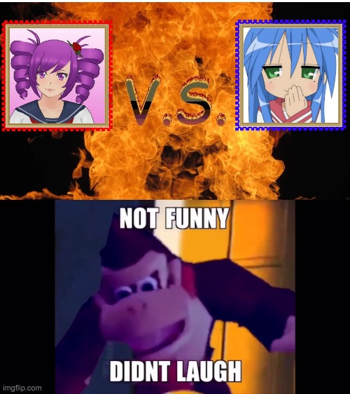 Donkey Kong sees Konata Izumi Hate Art | image tagged in not funny didn't laugh | made w/ Imgflip meme maker