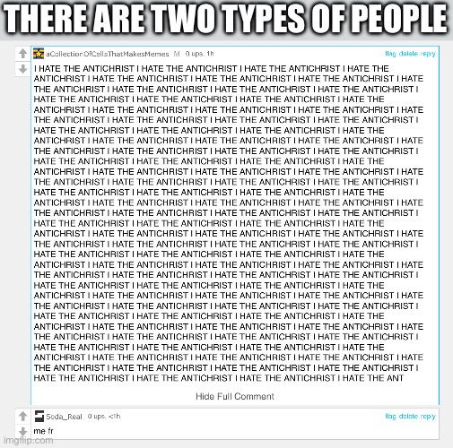 Realg | THERE ARE TWO TYPES OF PEOPLE | image tagged in real | made w/ Imgflip meme maker