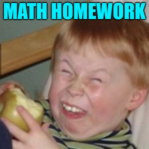 laughing kid | MATH HOMEWORK | image tagged in laughing kid | made w/ Imgflip meme maker