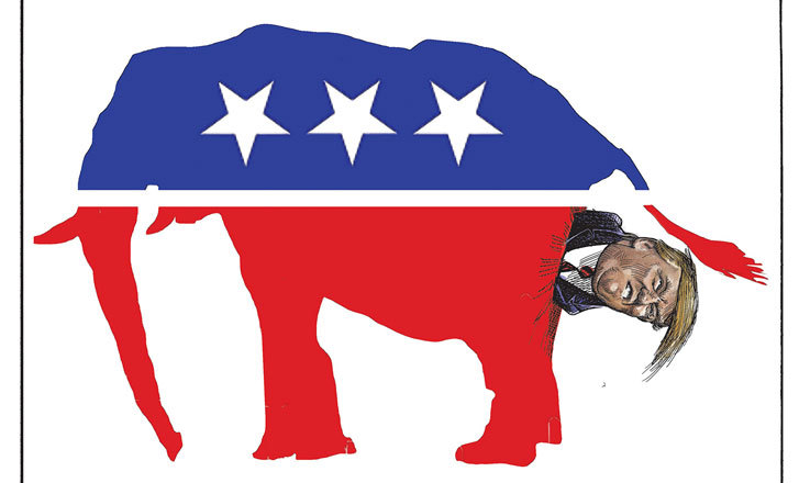 GOP Republican Elephant with Trump for brains Blank Meme Template