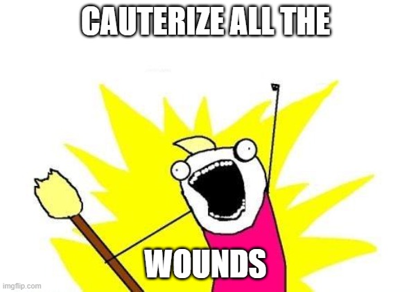 X All The Y Meme | CAUTERIZE ALL THE WOUNDS | image tagged in memes,x all the y | made w/ Imgflip meme maker